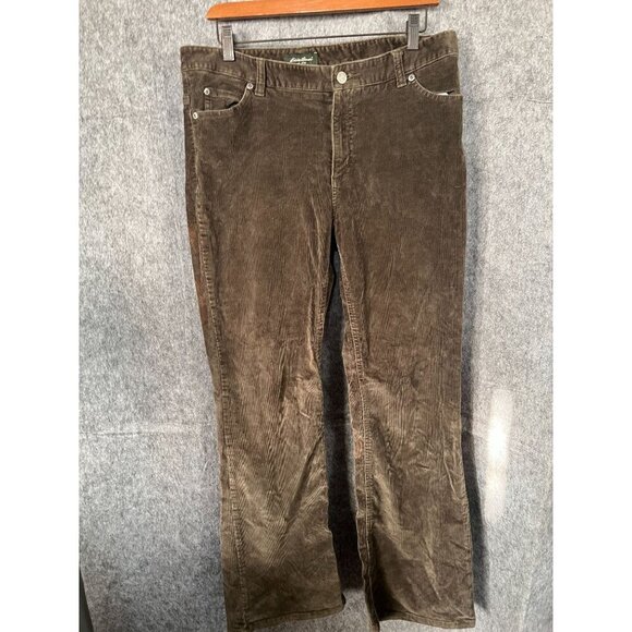 Eddie Bauer Women's khaki green Corduroy Pants Size 12 classic cut - Picture 1 of 7